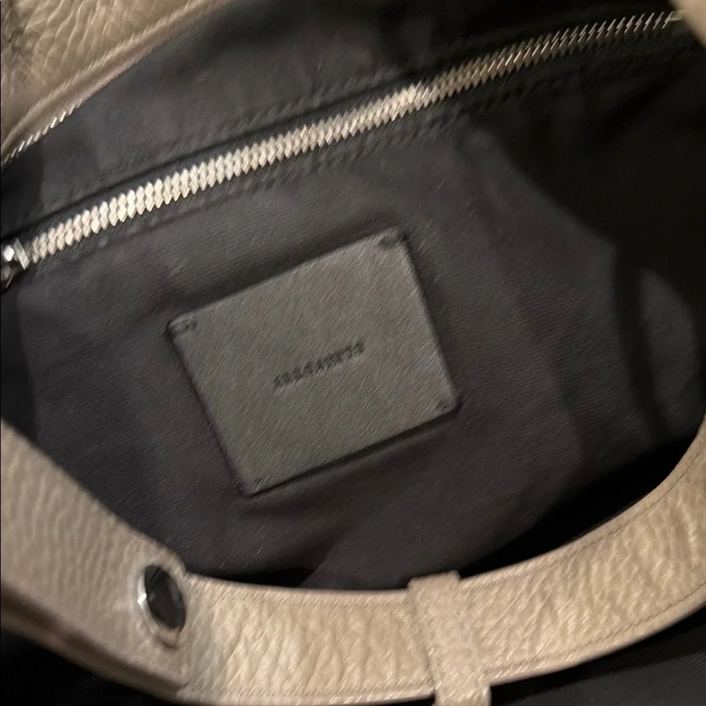 All Saints Taupe Pebbled Leather Shoulder Bag
